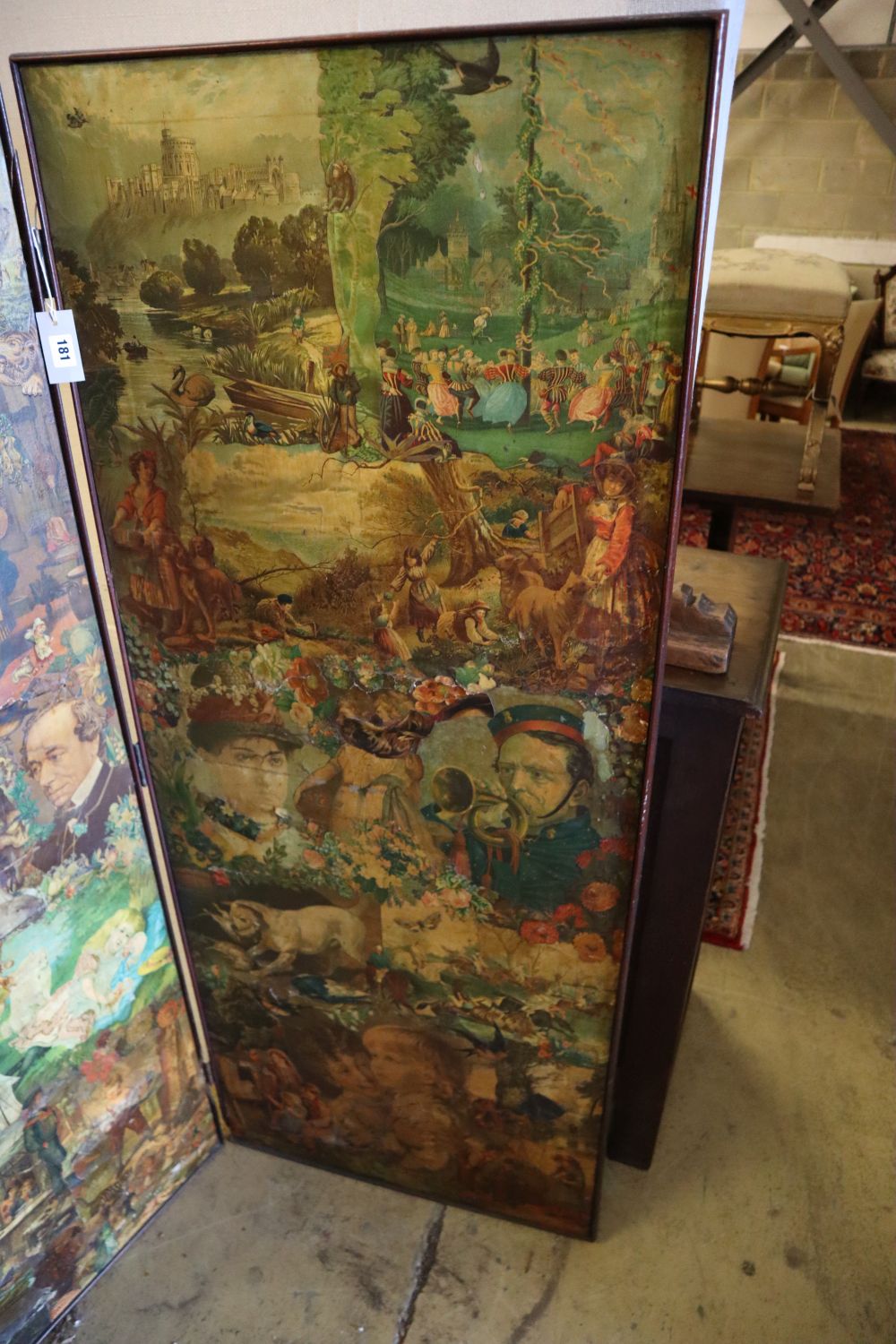 A two-fold scrapwork screen, Victorian and later, each panel 62 x 154cm